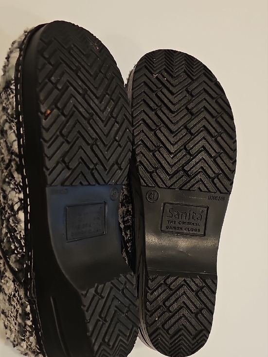Sanita Danish Black and White Tweed Slip-On Clogs W/back Women's Size 41 - Picture 11 of 12
